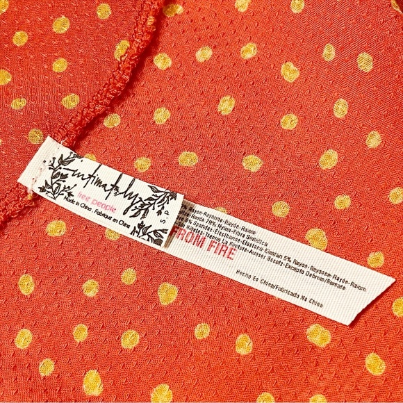Free People Makin’ Waves Bodysuit Small flowy blouse bell sleeve orange rust top - Picture 8 of 13